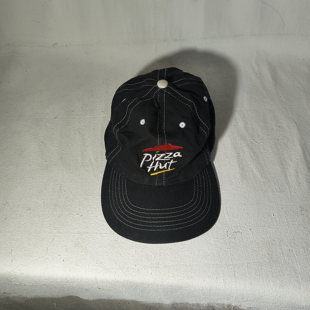 Men's Adjustable Pizza Hut Black Cap With White Top Stitching